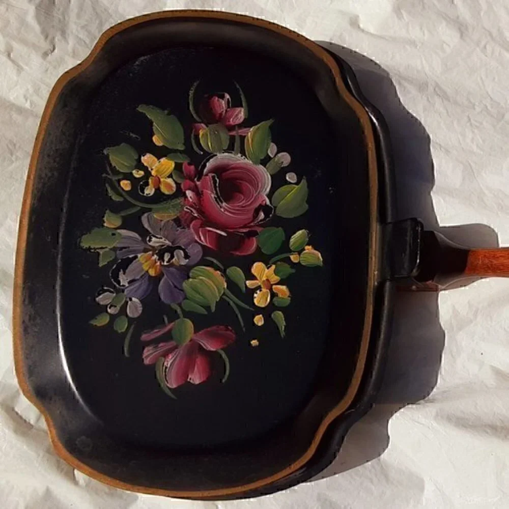Vintage Hand Painted Floral Top Pattern Silent Butler